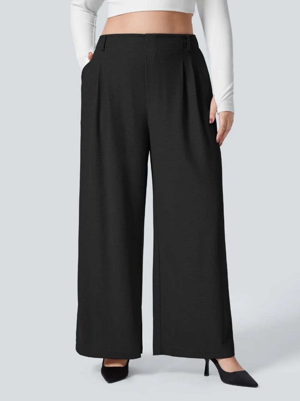 Halara 3X Black Flex High Waisted Wide Leg Waffle Work Pants 50% off Retail
